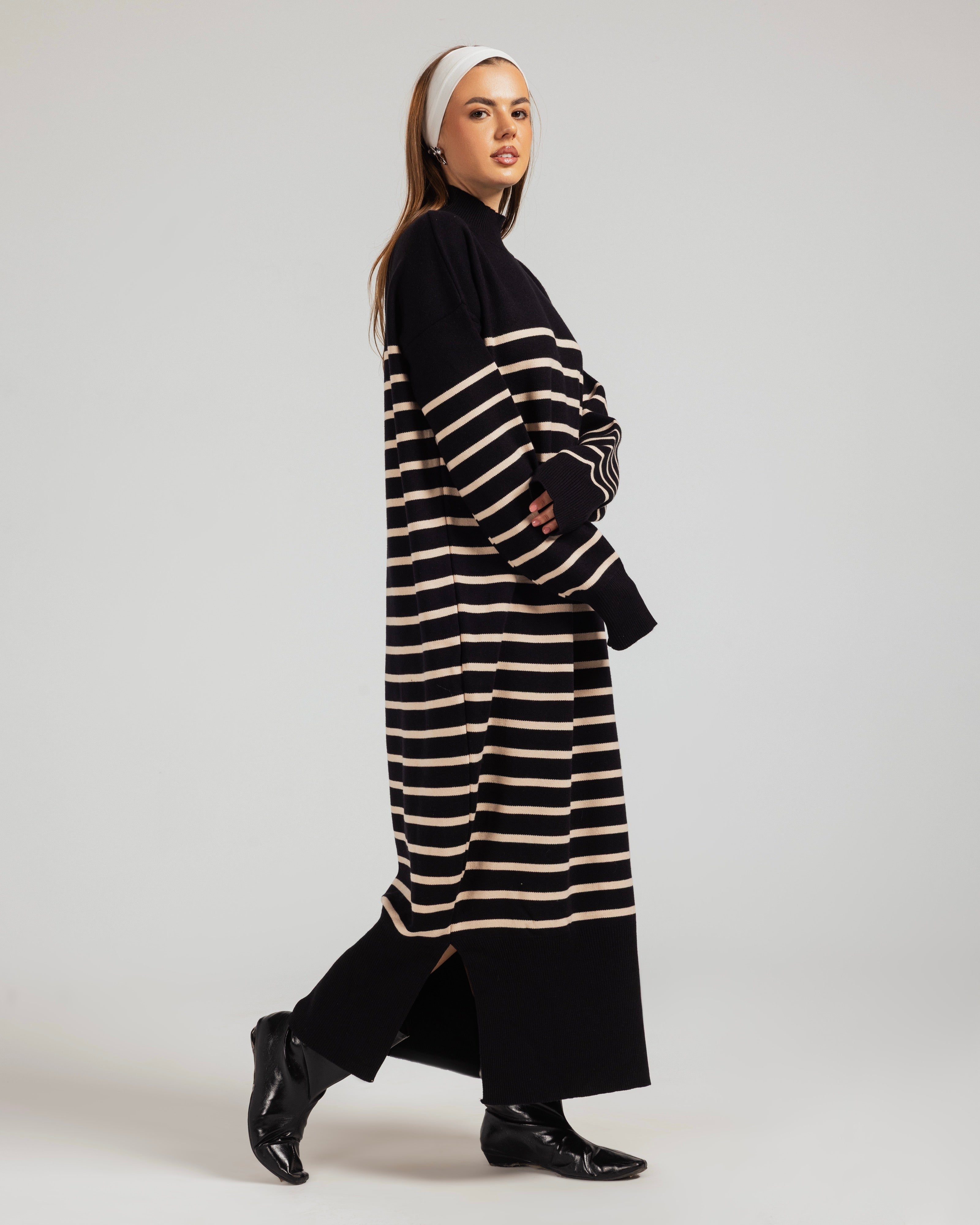 Casual Striped Knit Dress